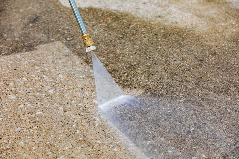 Clean concrete driveway